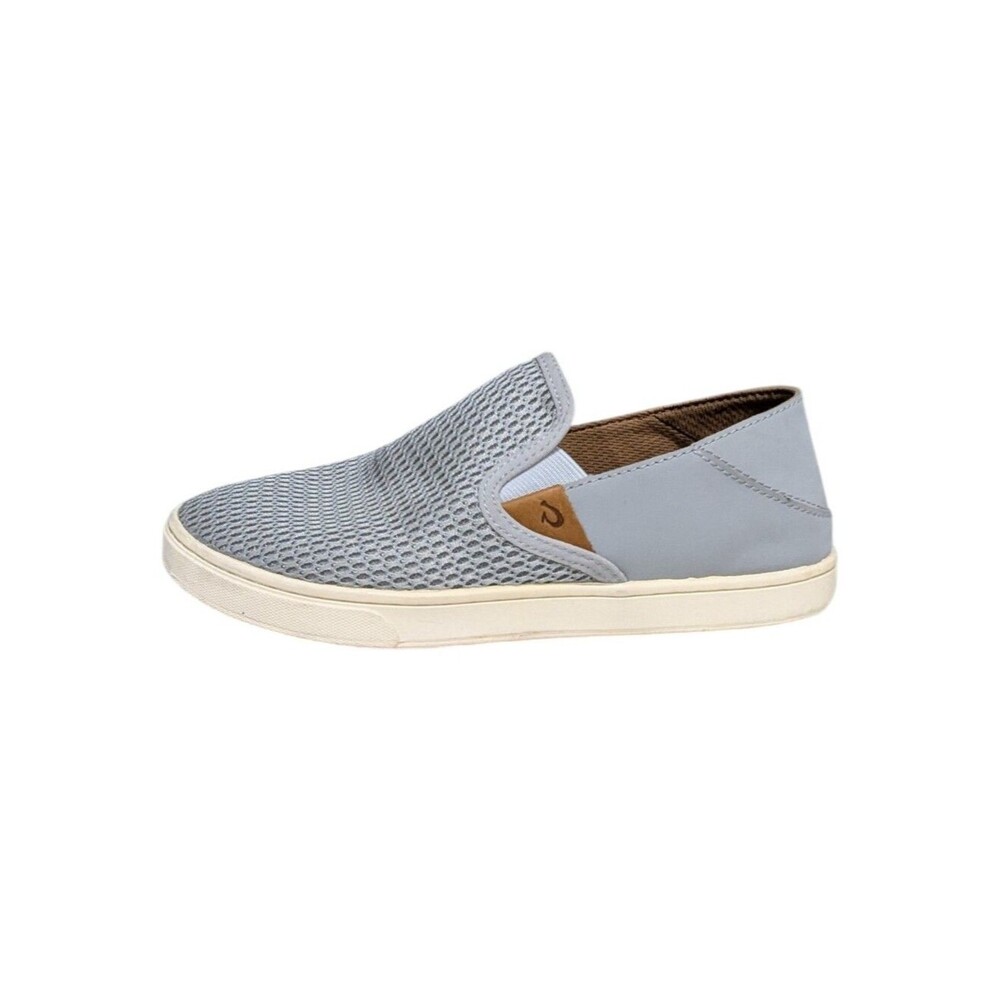 Olukai Pehuea Pale Gray Grey Breathable Loafer Sneaker Slip On Size 7.5 37.5